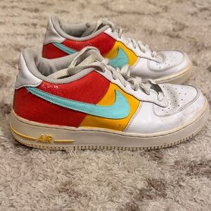 Nike AF1 Colorful Sneakers with Red, Yellow, and Blue Accents